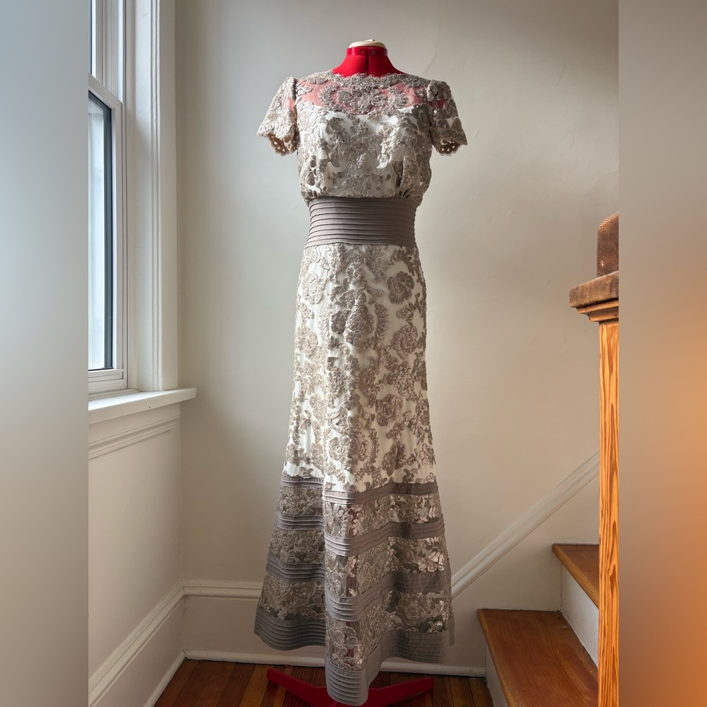 Tadashi Shoji Sequin Embroidered Lace Gown - Picture 5 of 16